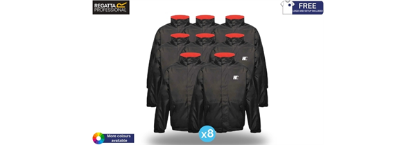 8x Waterproof Regatta Dover Jackets + Free Logo