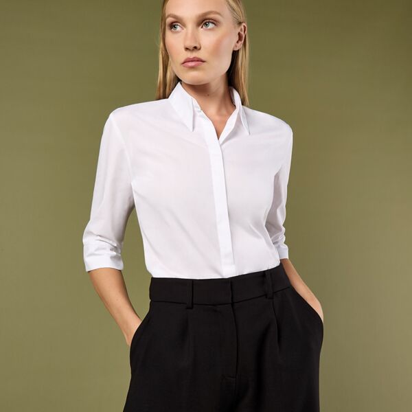 Kustom Kit Ladies 3/4 Sleeve Tailored Continental Shirt Thumbnail